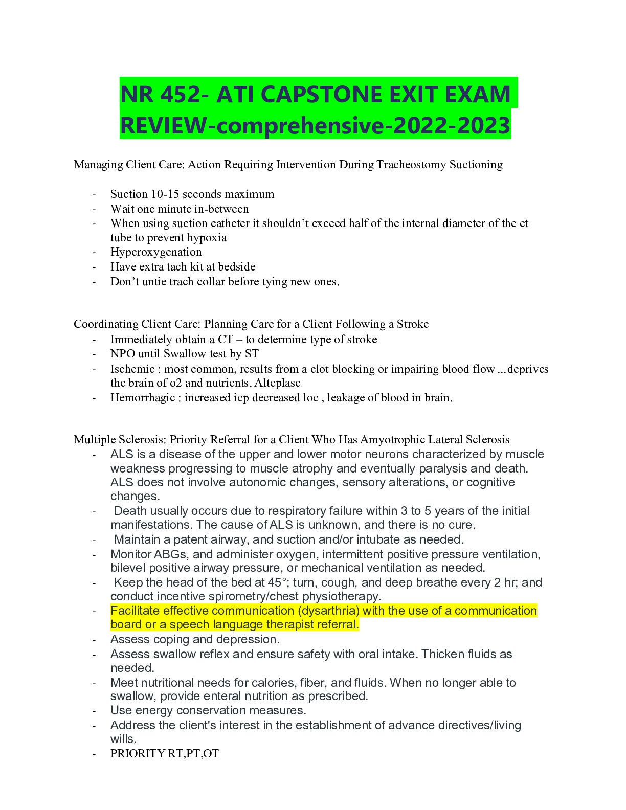 Preview image for NR 452- ATI CAPSTONE EXIT EXAM REVIEW-comprehensive-2022-2023